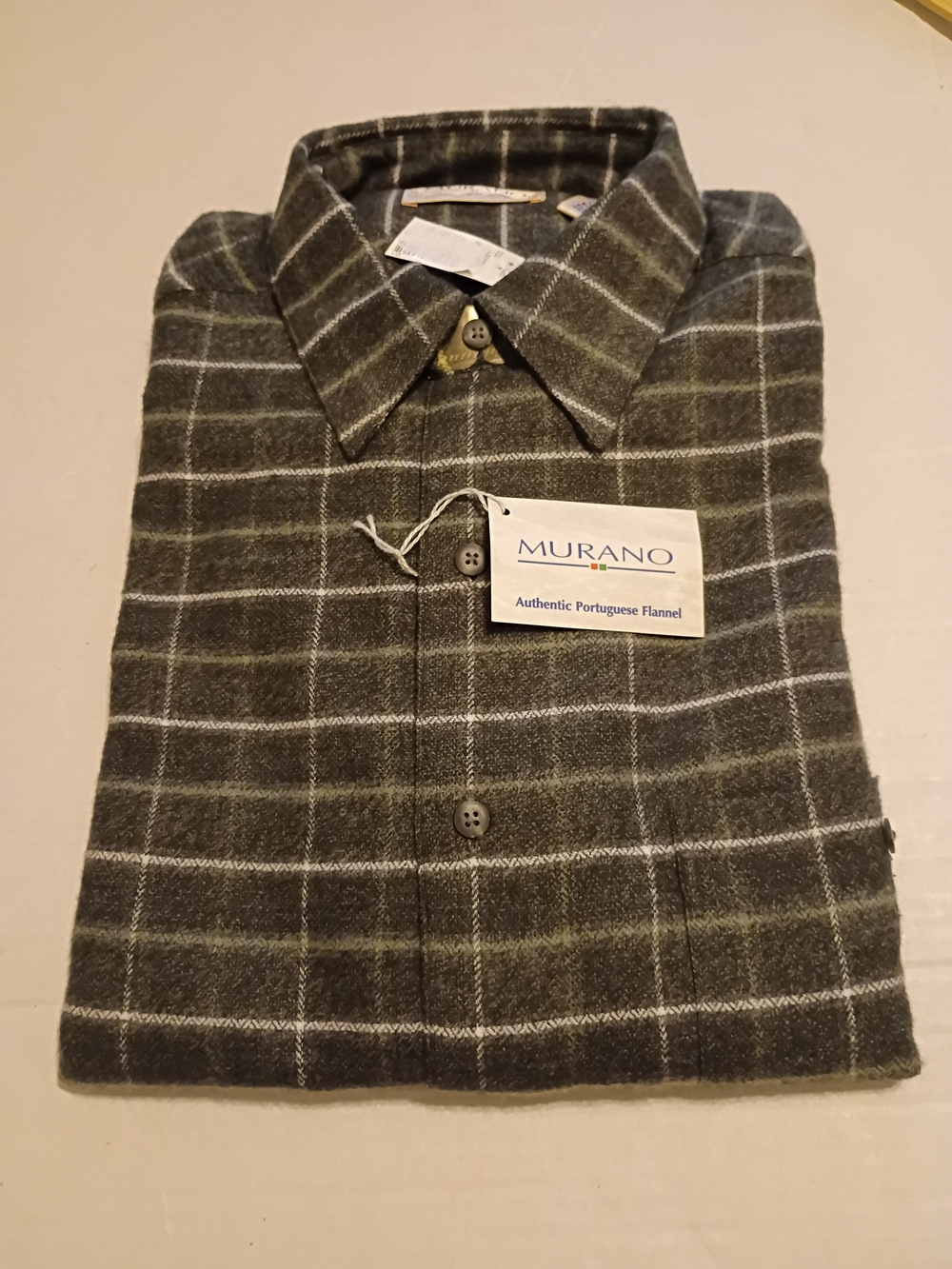 Murano Gray Portuguese Plaid  Flannel Shirt Sz L NWT